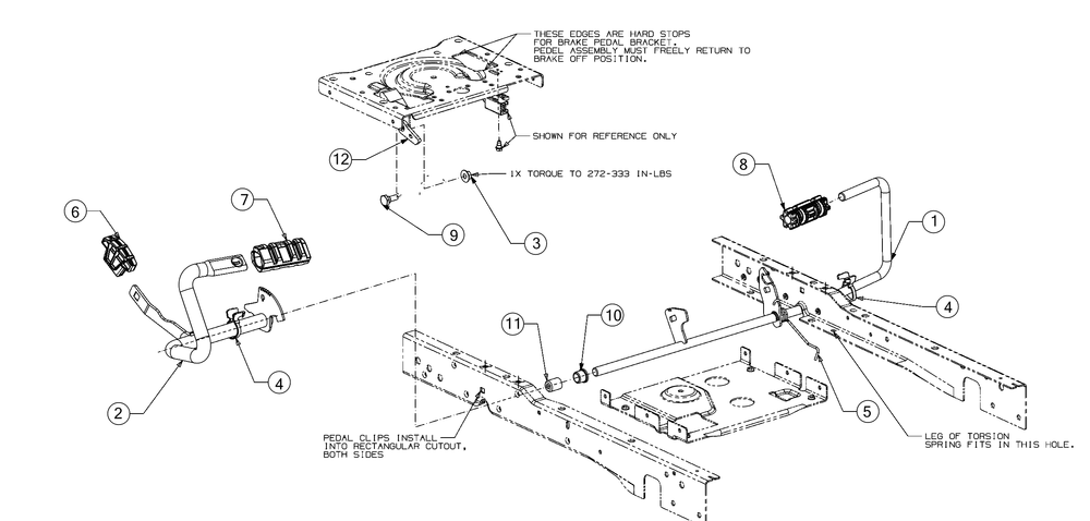 Pedals Diagram and Parts List for XT1-LT46EFI (13A9A1CN009)(2017) Cub Cadet Lawn Tractor